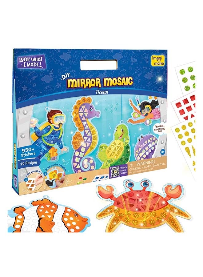 Mirror Mosaic Ocean for Kids 3+ | 950+ Stickers with 10 Designs | Mess-Free DIY Foil Sticker Art & Craft Kit | Travel Toys for Girls | Ramadan Gifts, Birthday & Return Gifting Ages 3-8